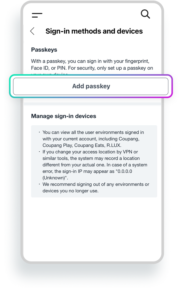 Tap Add Passkey.