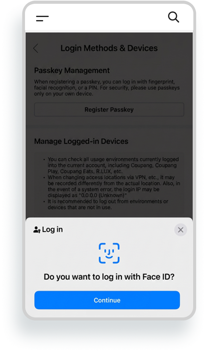 Authenticate using your device's biometrics or PIN.